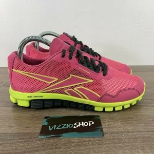 Reebok Realflex Run 2.0 Pink Neon Yellow Running Shoes Women's 6.5 V53907